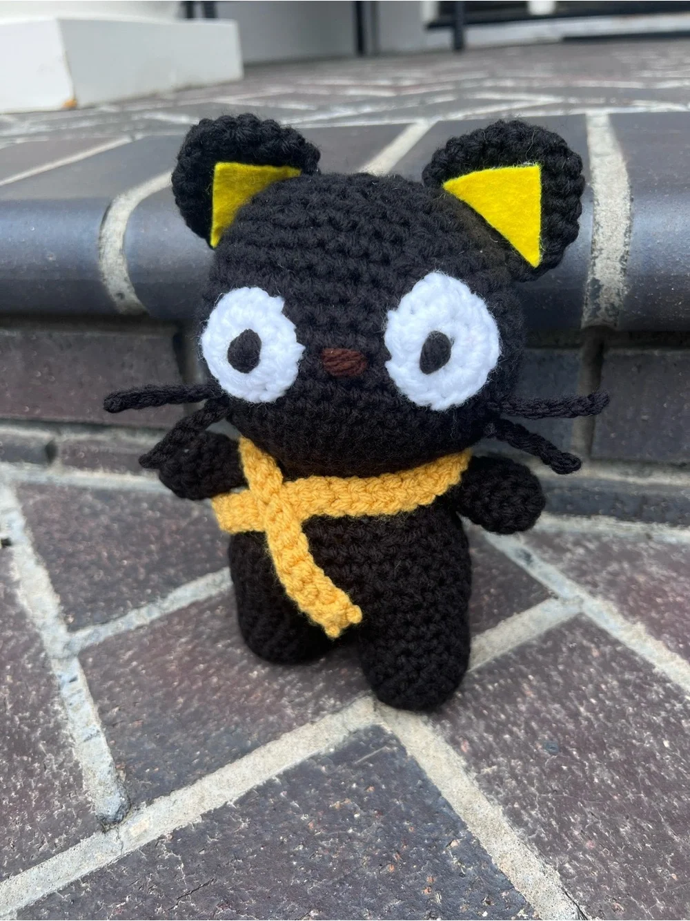 Hand Crocheted Felix the Stylish Black Cat Stuffed Animal Plushie!
